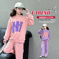 Girls' outfit set, spring/autumn , junior high school girl's clothing, student sweatshirt, spring two-piece set, sports long sleeve casual wear