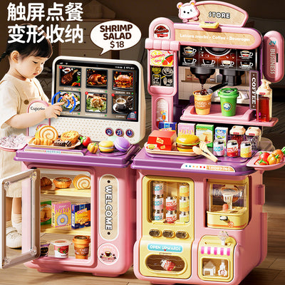 Kids' pretend play toys - realistic supermarket, coffee shop, and convenience store playset with cash register and water dispenser - educational birthday gift for boys and girls