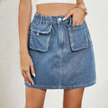 European and american cross-border e-commerce  spring/summer new arrivals:  independent store washed denim skirt with elastic waistband