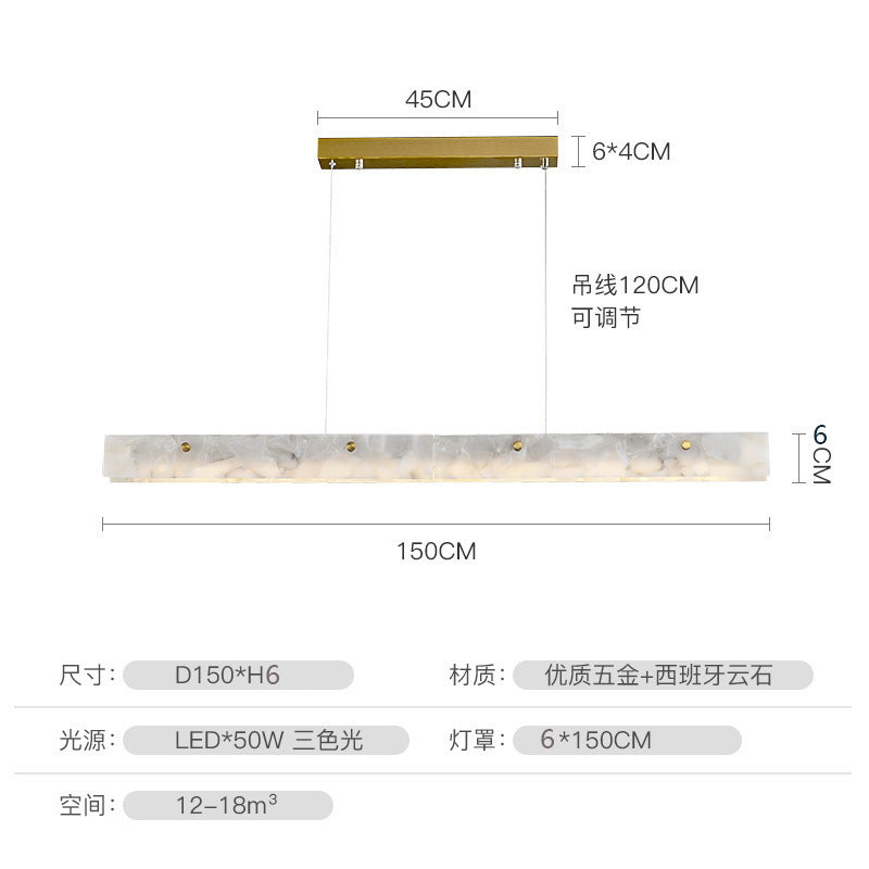 Nordic light luxury designer modern minimalist linear island table office study lamp minimalist restaurant marble chandelier