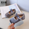 Vancahao girls' shoes:  autumn new collection - velvet bow princess shoes, kids' grandmother shoes, single shoes
