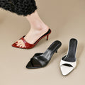 High-heeled slippers 2025 spring new arrival women's shoes casual lightweight pointed slippers one-shaped outwear high-heeled sandals