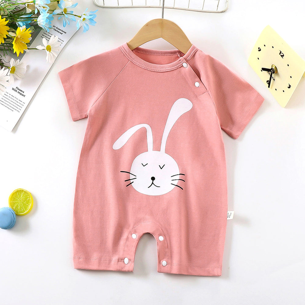 Baby clothes summer thin pure cotton air-conditioning clothes pajamas newborn baby short-sleeved onesie baby outing khaki crawling