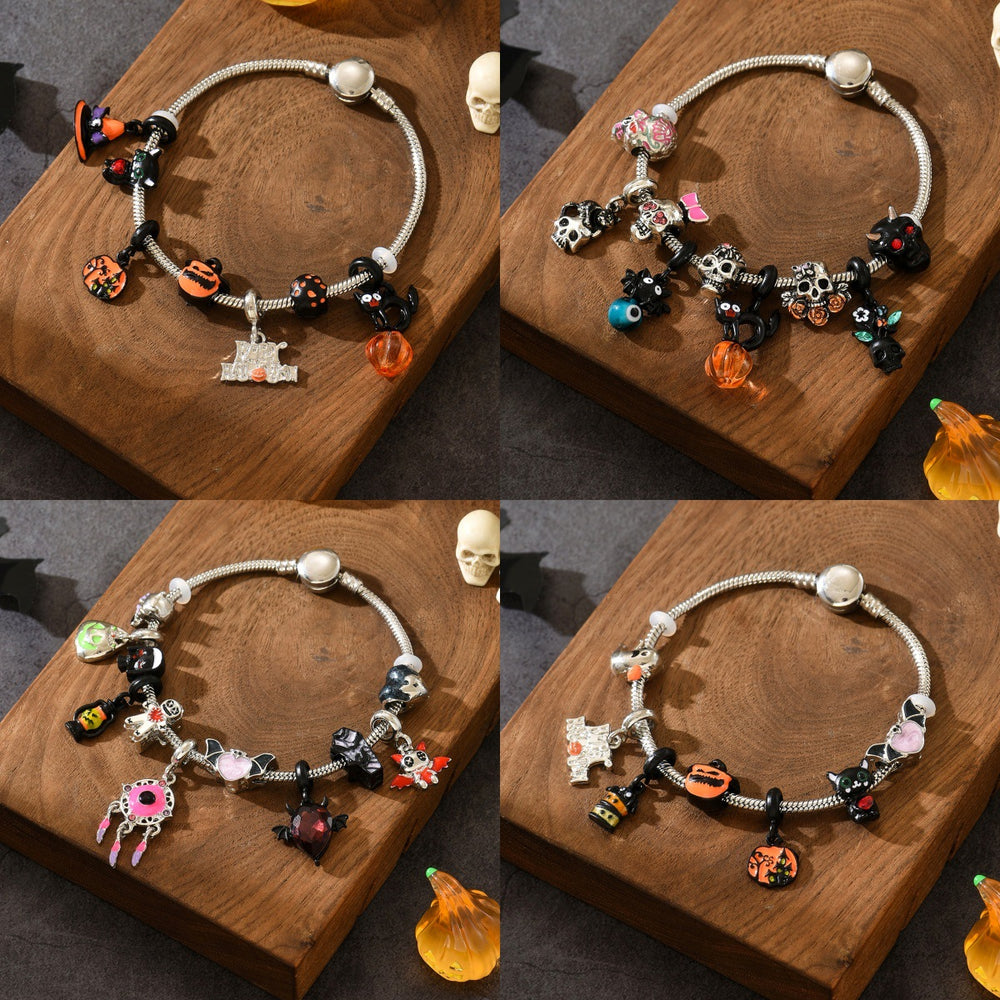 Halloween bracelet wholesale fashion cross-border jewelry women's cartoon retro pumpkin bracelet skull funny oil drop bracelet