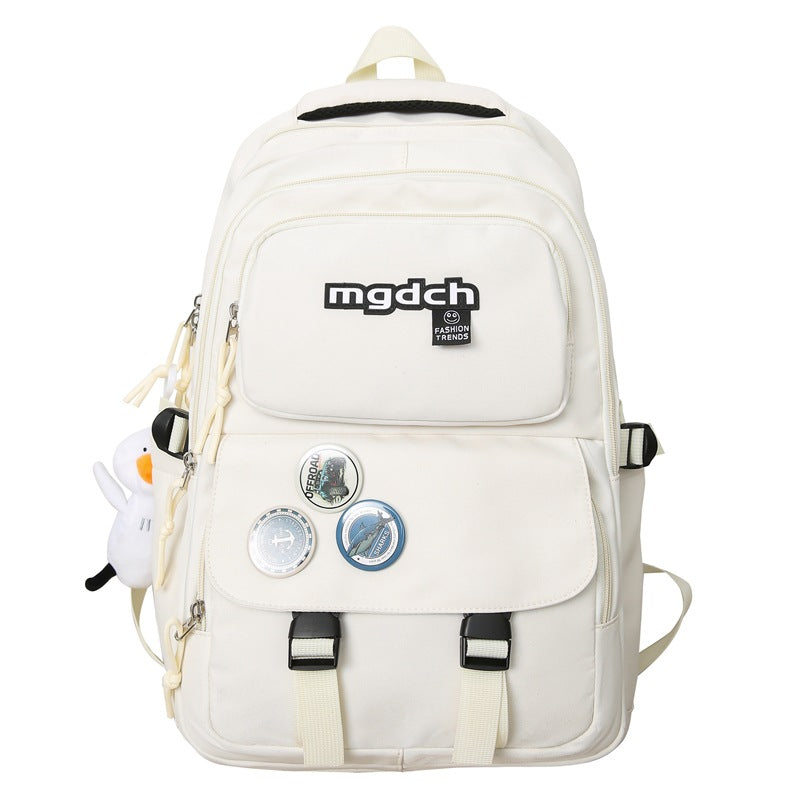 New large-capacity casual backpack stylish simple solid color campus style student school bag travel computer bag