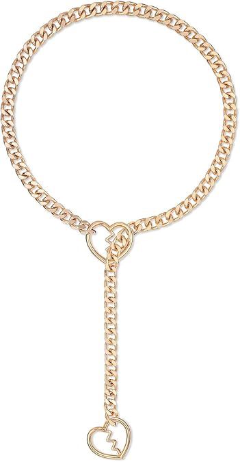 Amazon wide light luxury style y-ring slider chain stainless steel necklace handmade punk cuban chain necklace