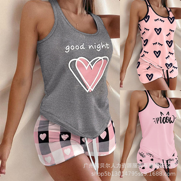 LZQ3293DA4 series quality  printed sleeveless vest + pants two-piece loungewear set