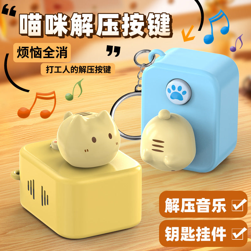 new product decompression creative kitten plug button with music key pendant mini office ornaments small toys