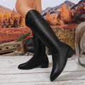 Plus size women's v-cut over-the-knee boots - new autumn/winter collection - solid color, round toe, chunky heel, back zipper, fashion boots