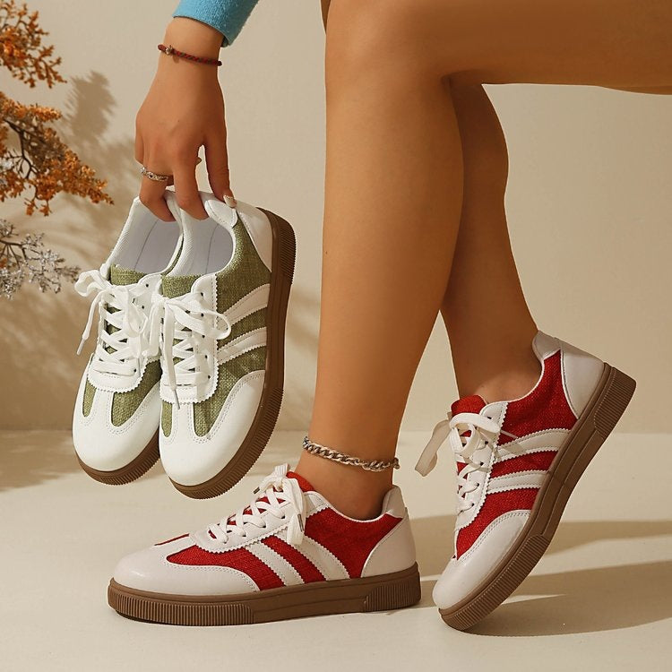 Export color matching retro sneakers outwear autumnew arrival round toe low-top sneakers plus sizecasual german training shoes