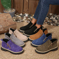 cross-border round toe side zipper martin boots ankle boots chunky heel new autumn/winter plus size women's ankle boots for export