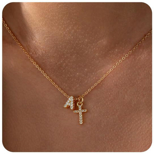 Fashionexportfashion cross necklaceelegant small cross pendant clavicle chain girls atmosphere jewelry necklace