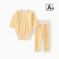 Newborn cotton seamless all-season baby bodysuit with belly protection set, infant base layer, baby clothes