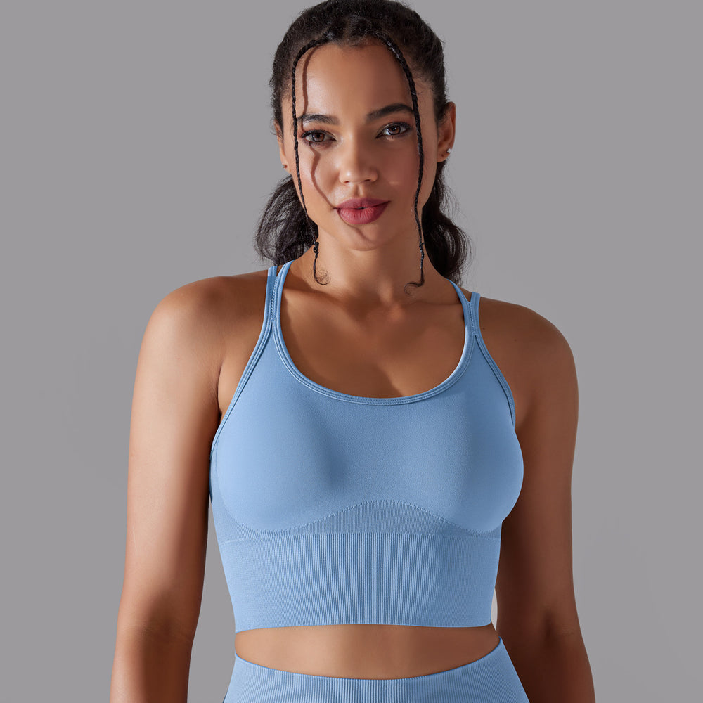 European and american new sexy backless sports bra for women, shockproof push-up yoga bra, quick-drying breathable fitness tank top