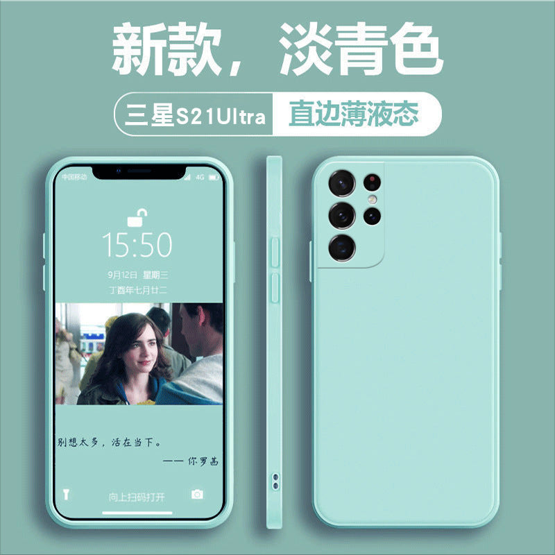 Suitable for samsung s26ultra mobile phone case straight edge liquid silicone s24plus lens all-inclusive a56 soft protective case
