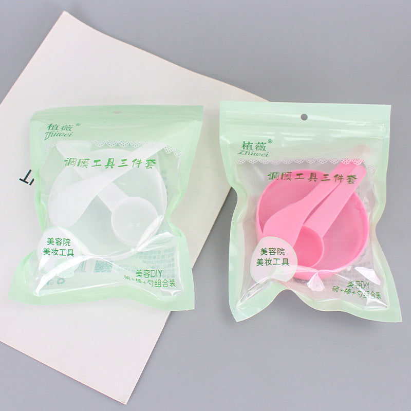 Zhiwei beauty salon spa tools three-piece set mask bowl stick spoon suit 10g measuring spoon plastic bowl stirring stick