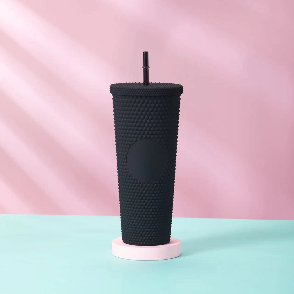 Star ⭐️ same style plastic cup durian cup wholesale high-looking straw cup with paper box water cup logo colorful electroplating
