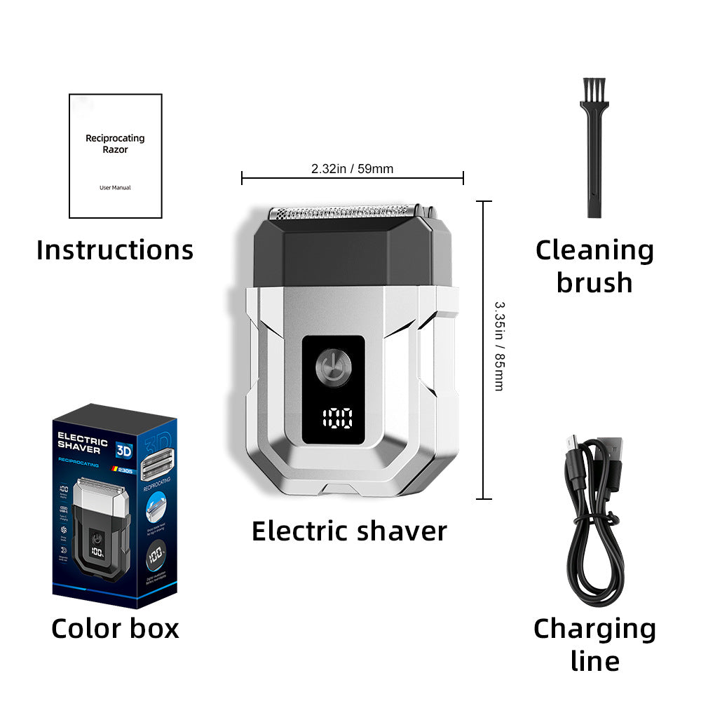 New triple-blade reciprocating shaver - portable, waterproof, men's beard trimmer, car electric razor