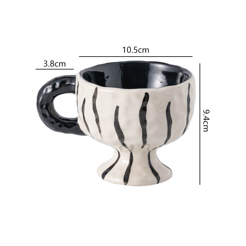 Creative underglaze ceramic mug - minimalist retro niche coffee afternoon tea fruit ceramic handle personalized water cup