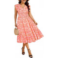 Amazon us & europe plus size v-neck dress -  summer new arrival - bohemian floral dress