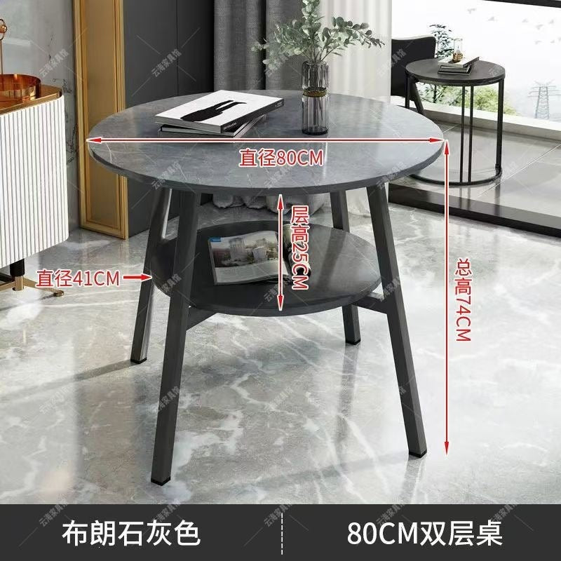 Double-layer negotiation table, living room casual slate coffee table, balcony coffee table, hotel bedroom small round table, tea table, others