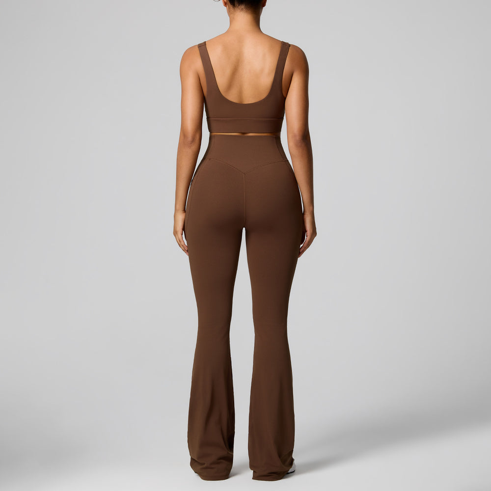 new women's activewear set: quick-dry running workout two-piece, pilates wide-leg yoga outfit