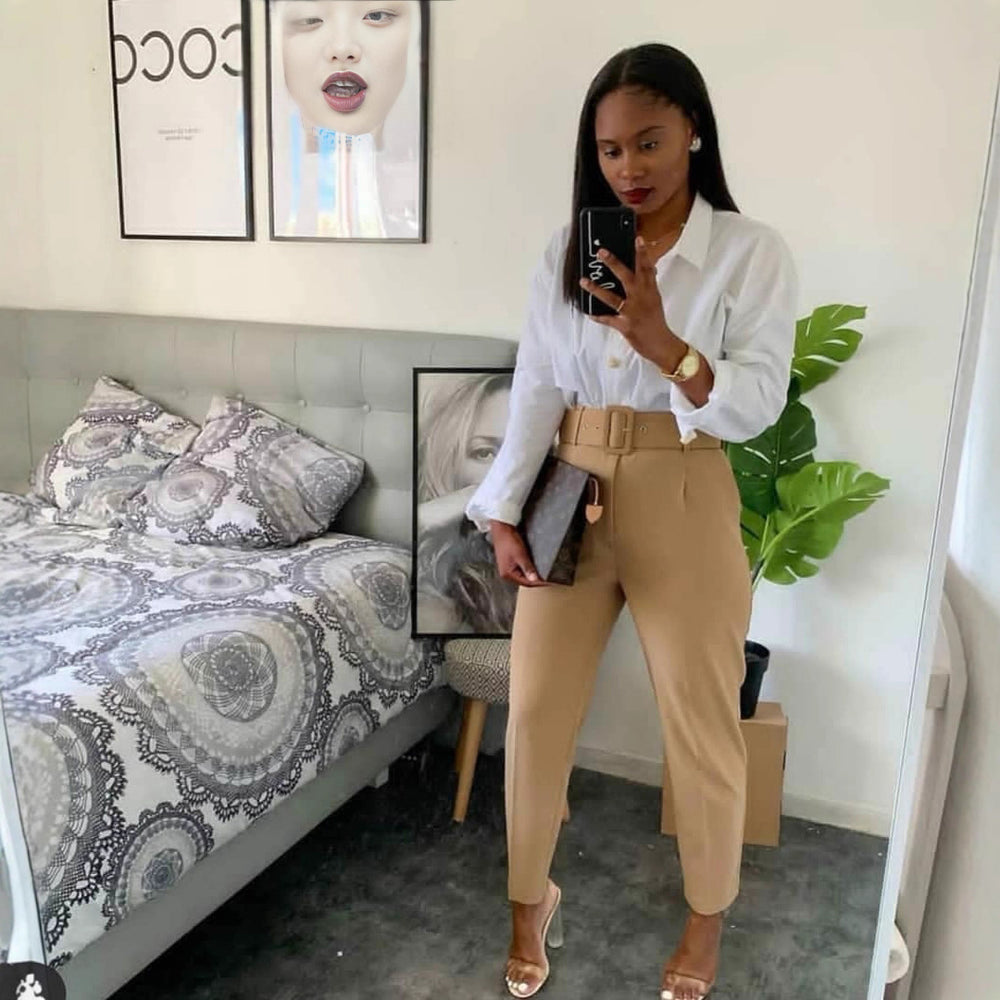 European and american style women's high-waisted casual trousers for  spring/summer - slim fit, figure-flattering suit pants, women's long pants, autumn professional trousers
