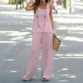Amazon  european and american cross-border fashion casual set: tank top & wide-leg pants - perfect for vacation or lounging at home (two-piece outfit)