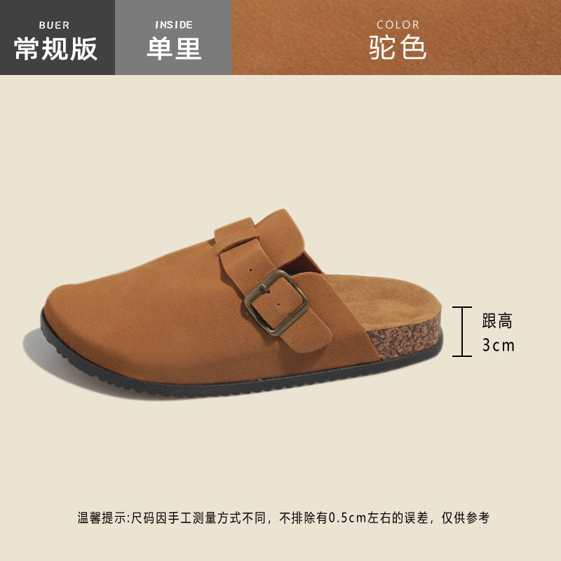 birkenstock slippers toe-cap half-slippers 2024 new spring and summer women's shoes one-leg retro water pine outwearfashion