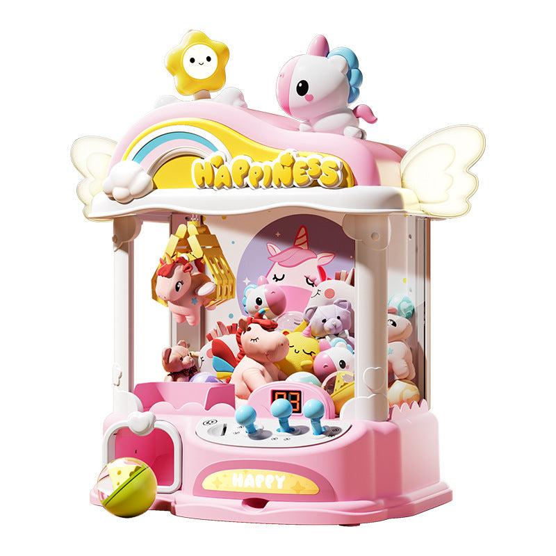 2024 new unicorn pony mini claw machine large popular children's toy clip doll for boys and girls