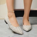 Exportplus size thick heel pointed toe flats spring & fallnew arrivalcasualfashionflats polka dot tweed styleflats