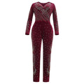 supply fall and winter new products heavy industry hot diamond beading   flannel long sleeves jumpsuit african women
