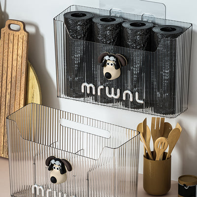 Garbage bag storage handy gadget large capacity kitchen cabinet door wall-mounted garbage bag storage rack plastic bag extraction box