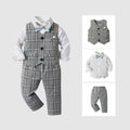 Kids suit suit british style one-year-old host piano dress suit boys long sleeves shirt vest three-piece set