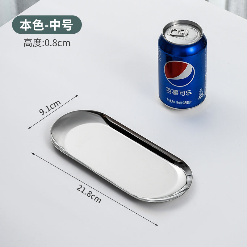 Korean style stainless steel oval tray - gold finish - bbq platter - creative restaurant nordic style dessert & pastry plate