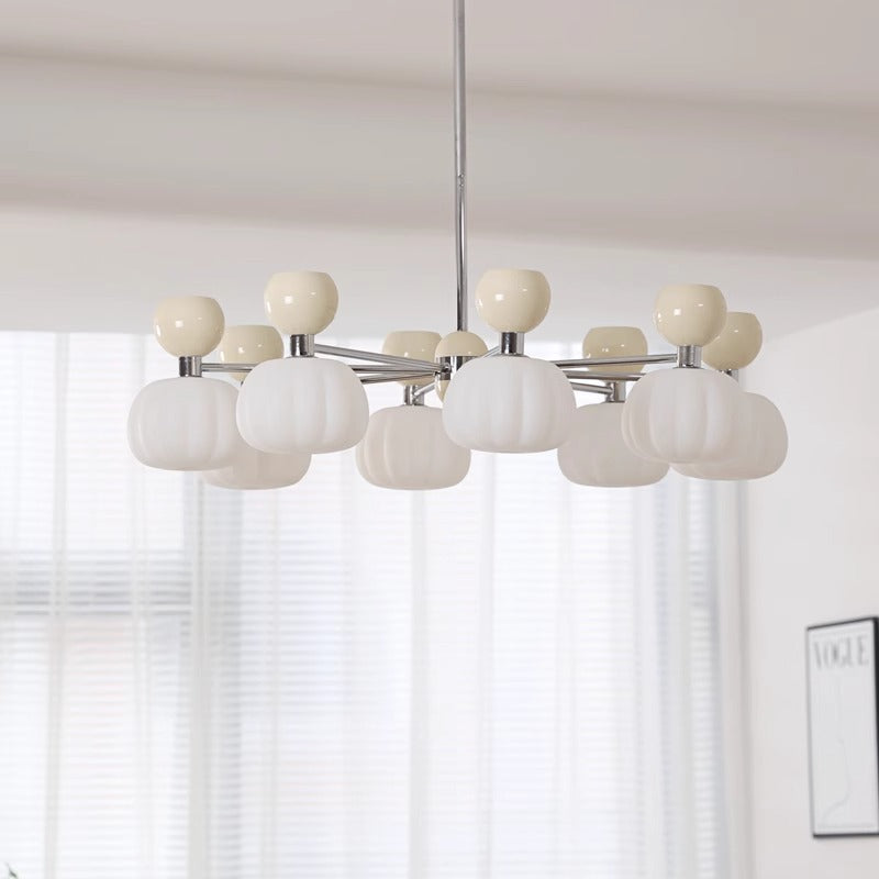 Full spectrum cream wind living room chandelier French pumpkin bedroom master bedroom light retro study light Zhongshan lighting package