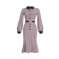 Kayaat cross-border african plus size women's clothing long sleeve slimming look high socialite doll collar dress with belt
