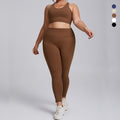 European and american nude feel plus size yoga outfit set - women's premium tight-fitting activewear two-piece set with pockets for fitness