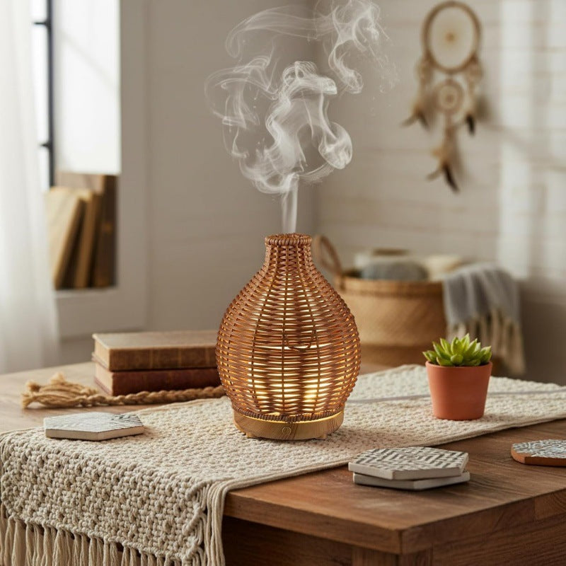 New wood grain rattan aroma diffuser humidifier - usb ultrasonic, silent operation, high mist output - cross-border bestseller - direct from the manufacturer