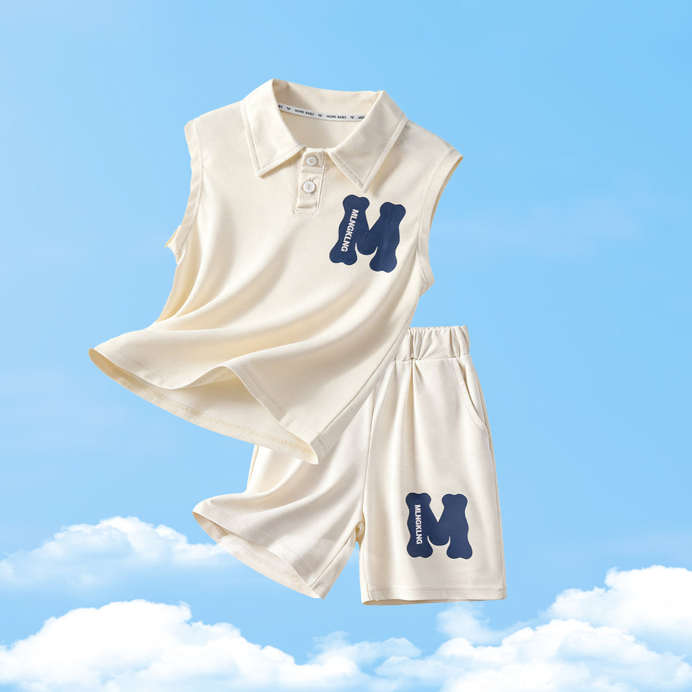 Boys' summer outfit : new polo shirt & breathable sports set - sleeveless two-piece kids' clothing - cross-border wholesale