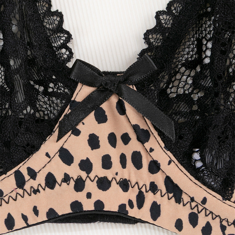 fashionnew arrivalsexy leopard printplus sizeintimates women's ultra-thin laceprinting push-up breathable bra suit
