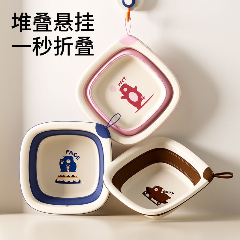 Collapsible kids' wash basin - portable newborn face wash basin - thickened plastic baby basin - household infant wash basin