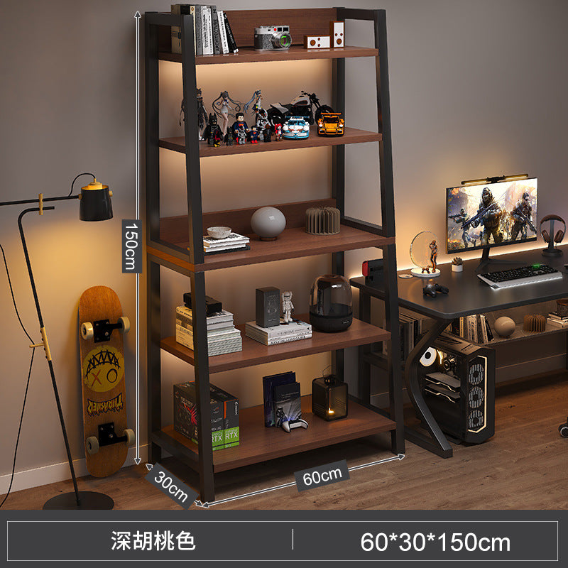 Shelf Floor-to-ceiling storage shelf Multi-layer bookshelf E-sports room Computer table Locker Wrought iron trapezoidal display shelf