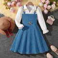Girls' patchwork dress -  autumn collection - pink striped princess dress - stylish long sleeve children's dress
