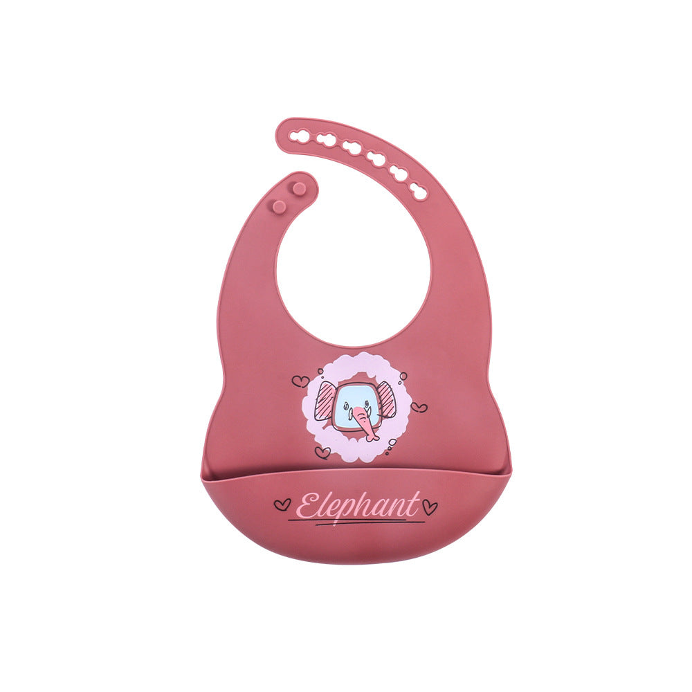 Children's silicone printed flat bib platinum silicon Baby feeding tableware set Anti-dirty saliva pocket