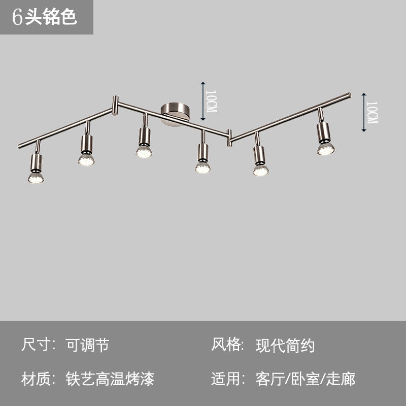 Modern minimalist chrome surface-mounted track lighting fixture for living room, bedroom, hallway, iron ceiling, shop, commercial background wall