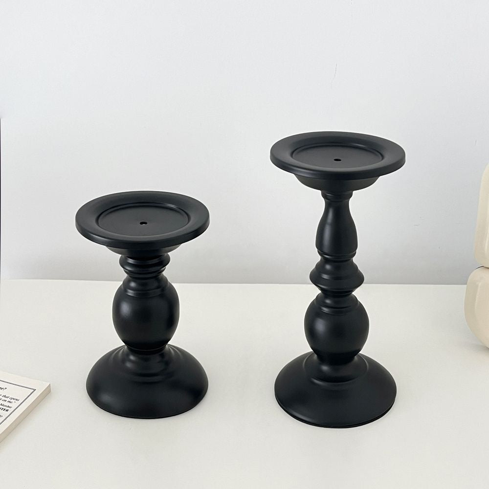 Quirky & creative retro black roman column candle holder - iron art decorative tabletop accent for aromatherapy candles
