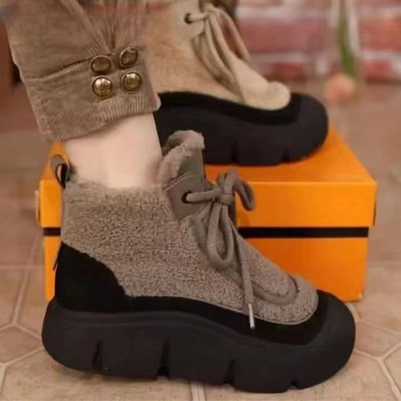 Fleece-lined martin boots thick sole snow boots for women 2026winternew arrivalfleece-linedheattech high-top shoes casualladieswear cotton shoes