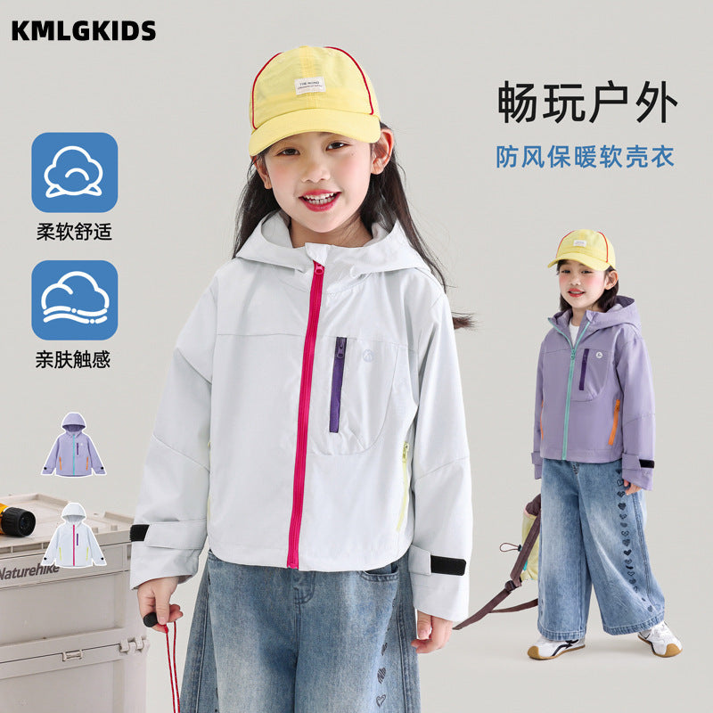 Factory direct girls' outdoor multi-color windbreaker - new autumn collection, wholesale hooded jackets for toddlers and young children