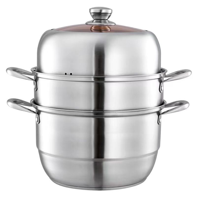 Stainless steel thickened european-style multi-layer steamer - induction cooker compatible, multi-functional home steaming pot, three-tier steamer - perfect for corporate gifts